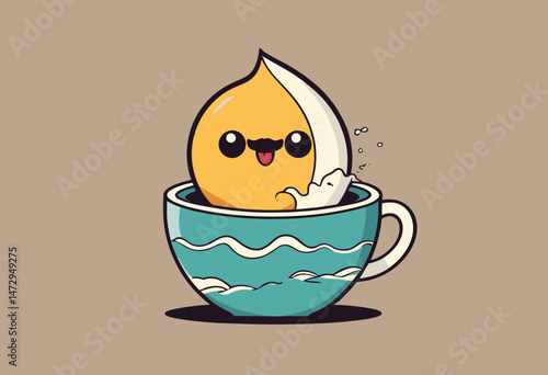 cartoon character of surf coffee Graphic Design for T shirt Street Wear and Urban Style