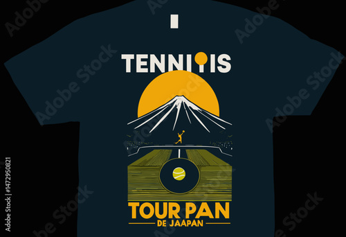 Aesthetic illustration of tennis tour de japan t shirt design, vector graphic, typographic poster or tshirts street wear and Urban style