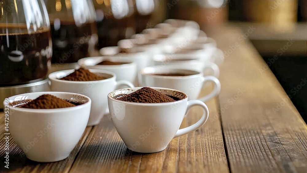 Fototapeta premium Coffee Cupping: Evaluating Different Roasts Side-by-Side