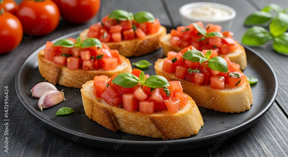 Italian Bruschetta with Tomato and Basil
Italian Bruschetta with Tomato and Basil