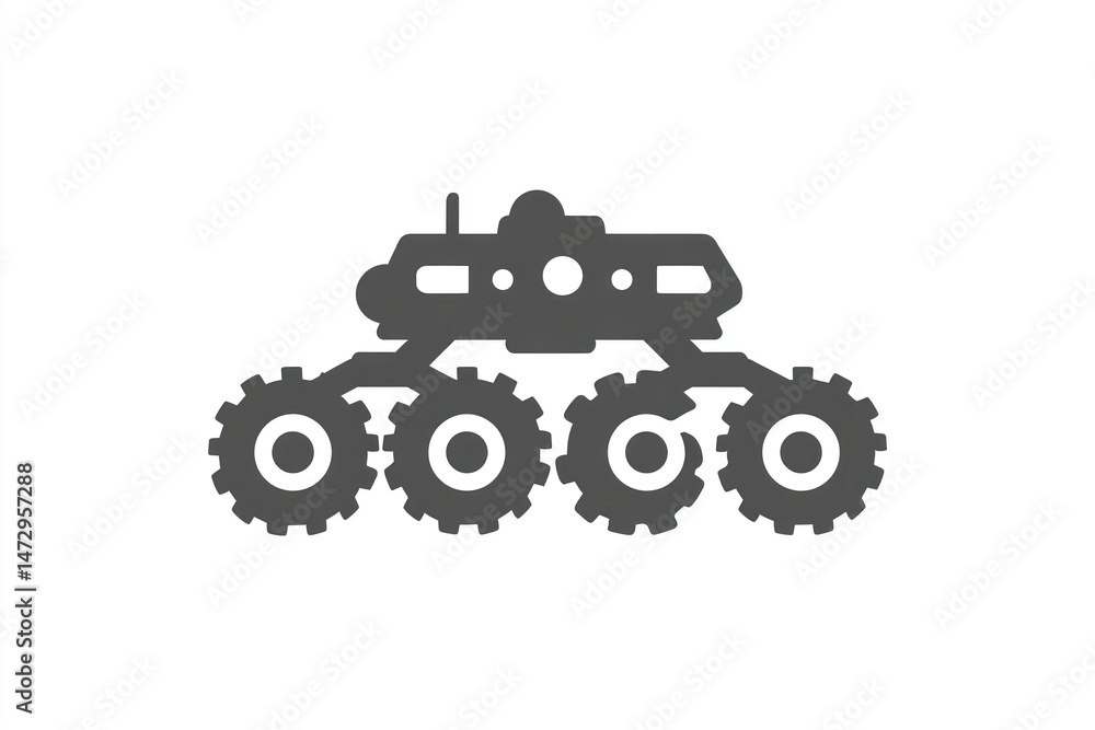 SixWheeled Robotic Vehicle Exploration Rover Icon Futuristic Technology Illustration SixWheeled Robotic Vehicle Exploration Rover Icon Futuristic Technology Illustration