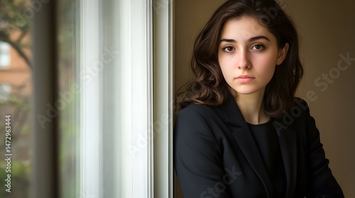 Free Download Portrait of a Pensive Young Woman by Window - GFXLoad