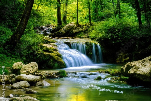 Lush forest stream cascading over rocks (4)