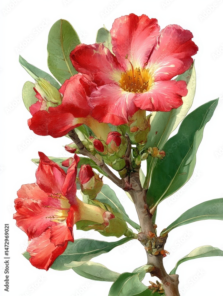 Desert rose (Adenium obesum) in flowering phase, showcasing vibrant blooms and unique characteristics of the socotranu variety. Desert rose (Adenium obesum) in flowering phase, showcasing vibrant blooms and unique characteristics of the socotranu variety.
