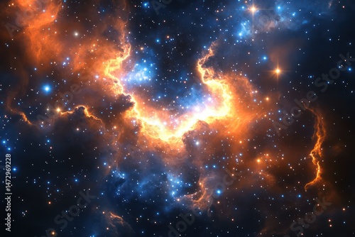 Celestial nebula in space