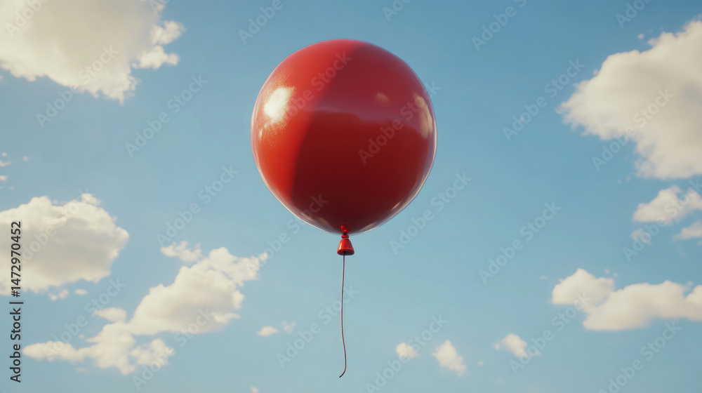 Fototapeta premium Red balloon floating in sky