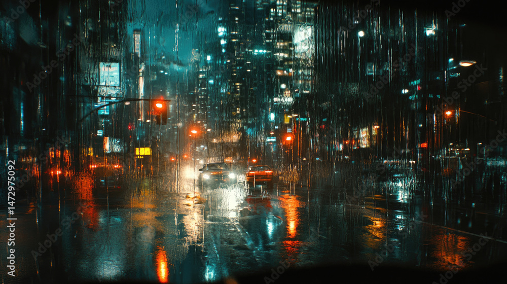 Fototapeta premium Blurred night city street view