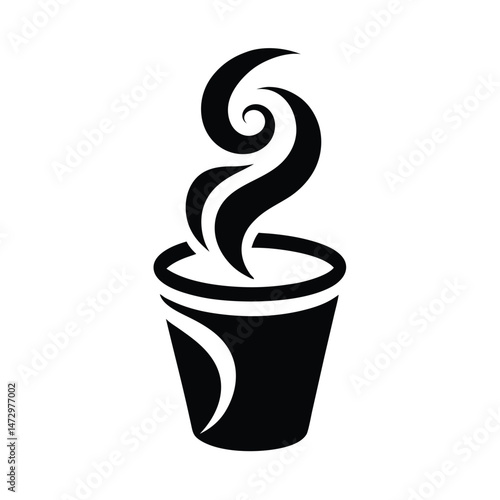 Vector illustration of a steaming coffee cup symbol representing freshly brewed hot beverage