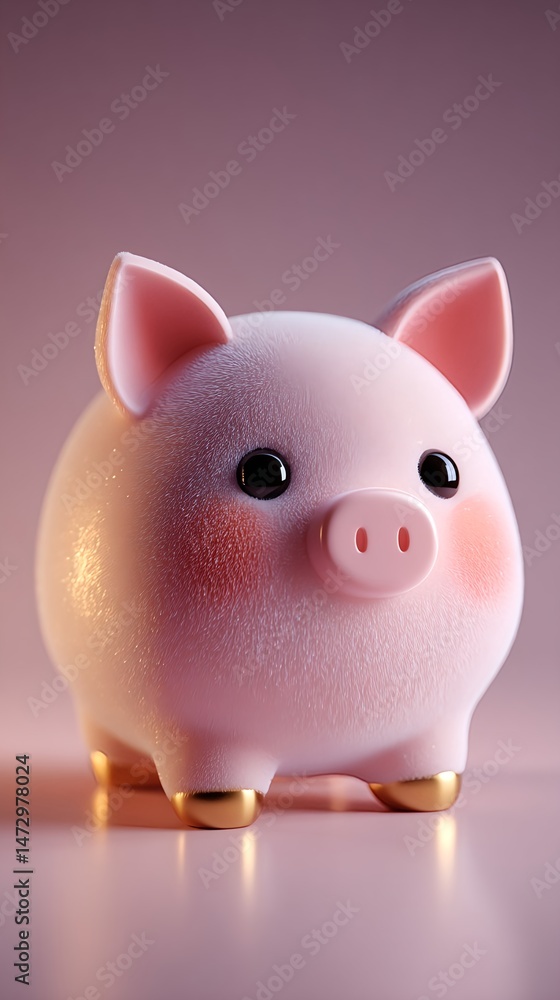 A soft pink pastel piggy bank symbolizing saving money in a cute minimalist design A soft pink pastel piggy bank symbolizing saving money in a cute minimalist design