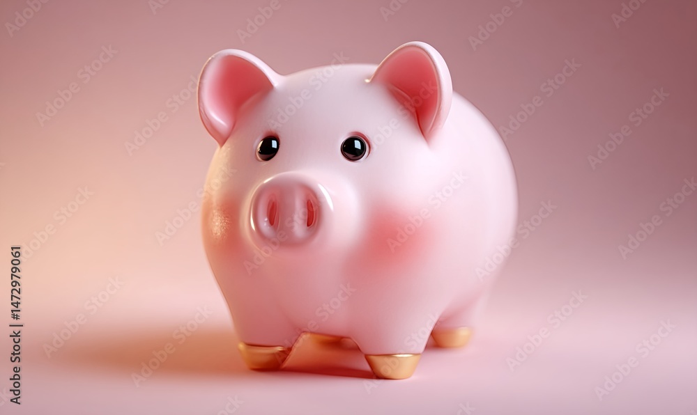 A soft pink pastel piggy bank symbolizing saving money in a cute minimalist design A soft pink pastel piggy bank symbolizing saving money in a cute minimalist design