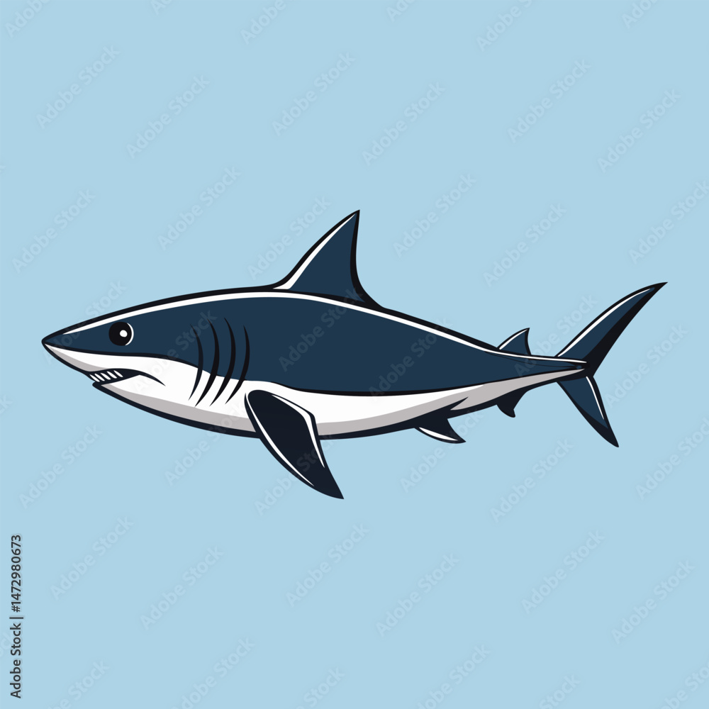 Vibrant Shark Illustration: A striking, artistic illustration of a shark, featuring a sleek and detailed design that captures the essence of the ocean's most formidable predator. Vibrant Shark Illustration: A striking, artistic illustration of a shark, featuring a sleek and detailed design that captures the essence of the ocean's most formidable predator.