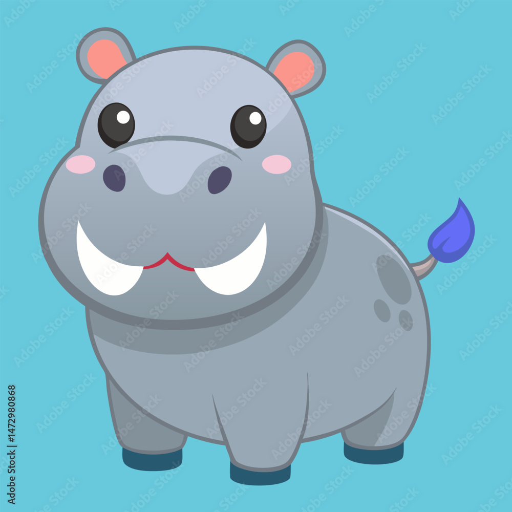 Fototapeta premium Playful Hippopotamus: A cute hippopotamus with an inviting, childlike charm. Perfect for capturing the joy and innocence of childhood. 