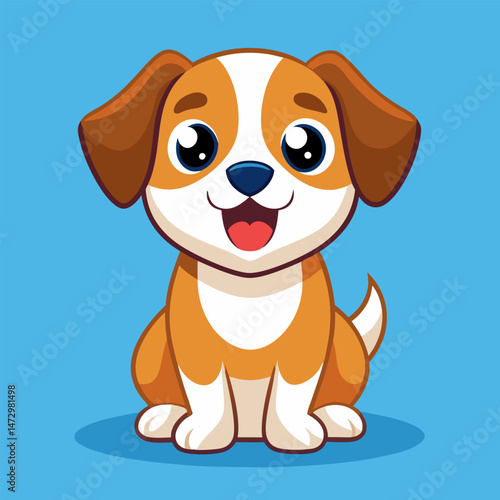 Joyful Puppy Portrait: A charming illustration of a cheerful puppy, radiating happiness with its adorable features and playful expression.