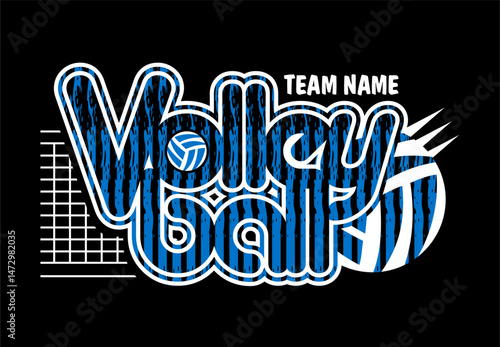 volleyball team design with ball and net for school, college or league sports