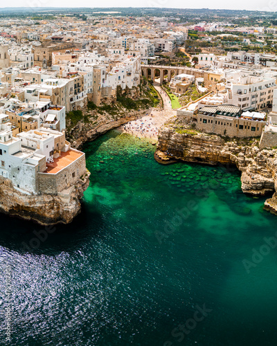 Fototapeta Naklejka Na Ścianę i Meble -  Polignano a Mare Town drone view in Italy