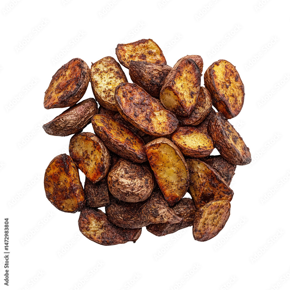 Crispy Roasted Potato Wedges, Seasoned and Golden Brown Crispy Roasted Potato Wedges, Seasoned and Golden Brown