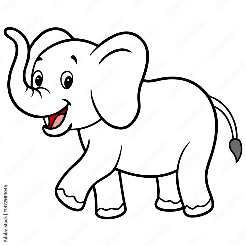 Smiling Elephant Cartoon: A cute cartoon elephant with big ears and a friendly smile, perfect for children's books, educational resources, or any project that needs a touch of playful charm. Smiling Elephant Cartoon: A cute cartoon elephant with big ears and a friendly smile, perfect for children's books, educational resources, or any project that needs a touch of playful charm.