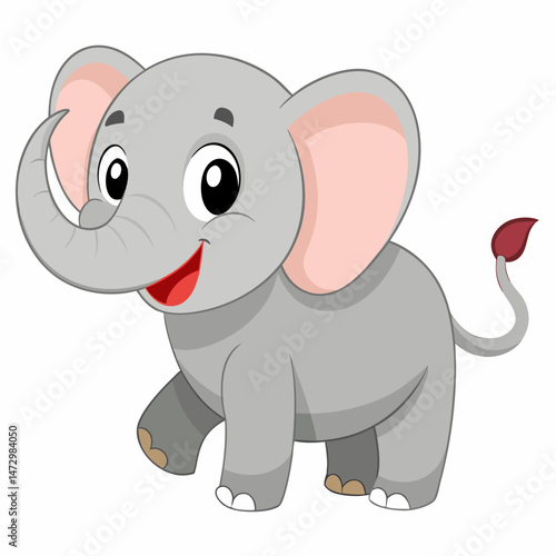 Charming Baby Elephant: A delightful illustration of a baby elephant, its expressive eyes and playful demeanor capturing hearts with its adorable charm, perfect for children's themes.