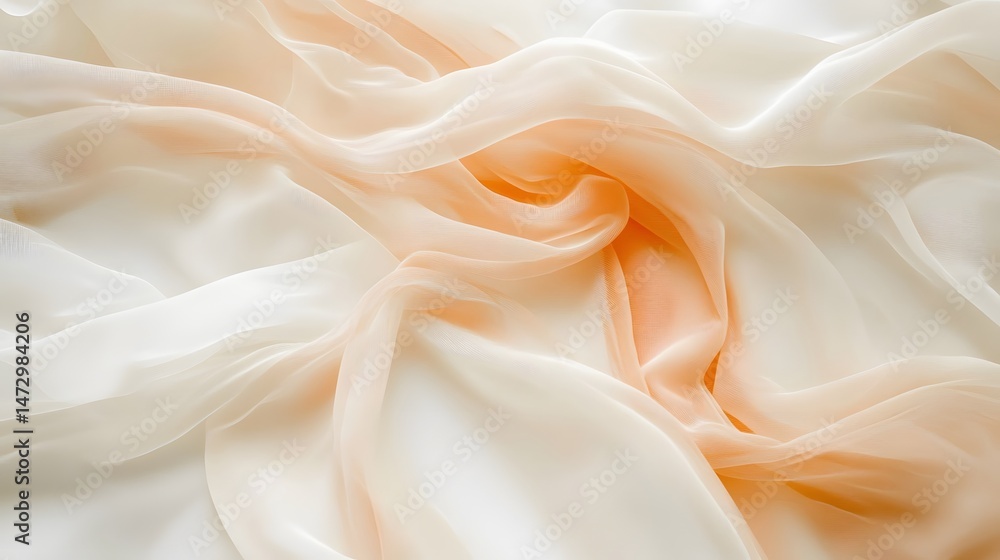 Obraz premium Elegant Draped Peach and Cream Sheer Fabric Texture