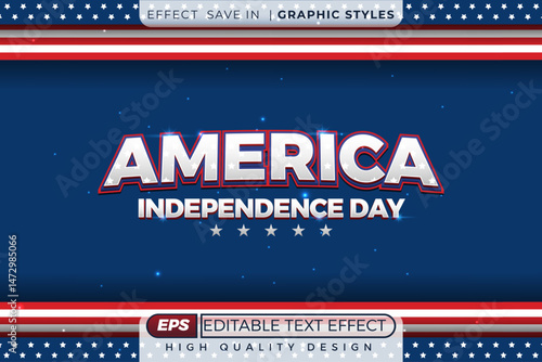 Editable 3d text effect america independence day