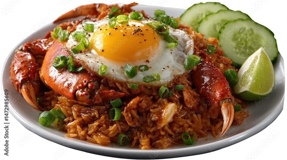 Delicious Crab Fried Rice with Fried Egg Garnish Asian Cuisine Restaurant Food Delicious Crab Fried Rice with Fried Egg Garnish Asian Cuisine Restaurant Food