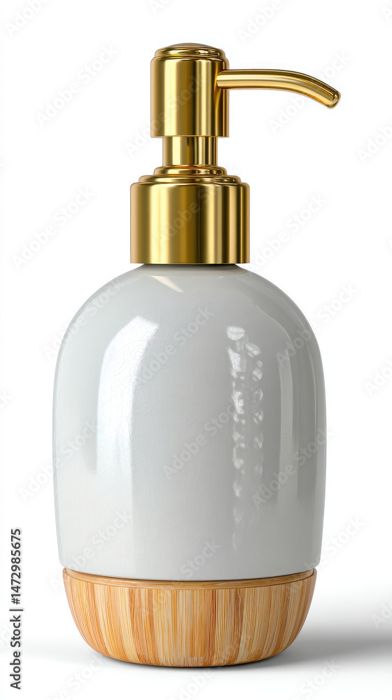 Obraz premium White ceramic soap dispenser with gold accents