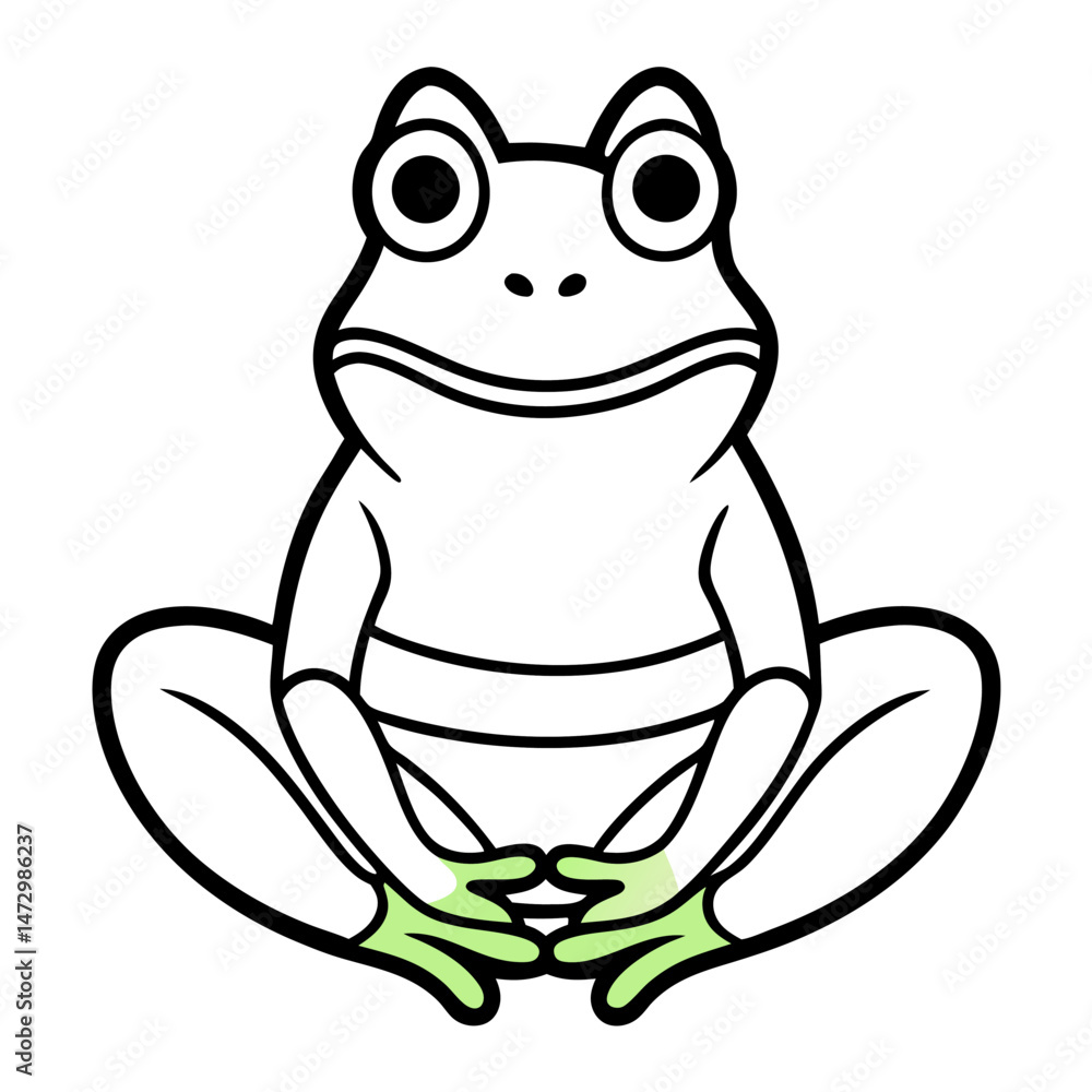 Frog Illustration: A minimalist illustration of a frog, highlighting its essential features and form with clean lines and simplicity, the frog is in an ideal pose. Frog Illustration: A minimalist illustration of a frog, highlighting its essential features and form with clean lines and simplicity, the frog is in an ideal pose.