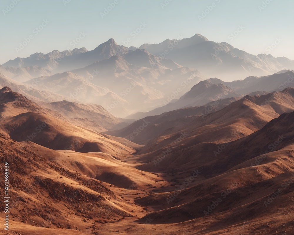 Naklejka premium Layered Desert Mountain Range Landscape