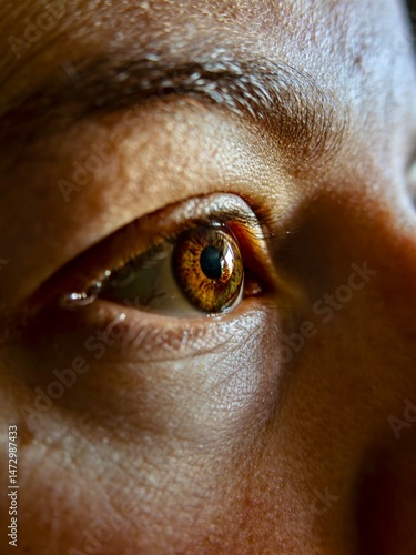 close up of a woman's beautiful brown eye 