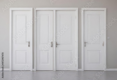 Wallpaper Mural Series of white doors, various states, bright setting  ,  house,  white house,  clean Torontodigital.ca