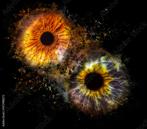 abstract fractal background of two eye’s colliding 