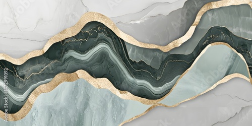Wallpaper Mural Abstract Green Gold Marble Texture Background Design Torontodigital.ca