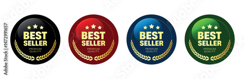 Set of Best Seller label in various colors. Used for business purpose