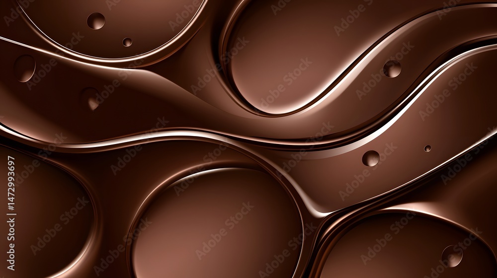 Fototapeta premium Abstract Brown Liquid Chocolate Swirls Background