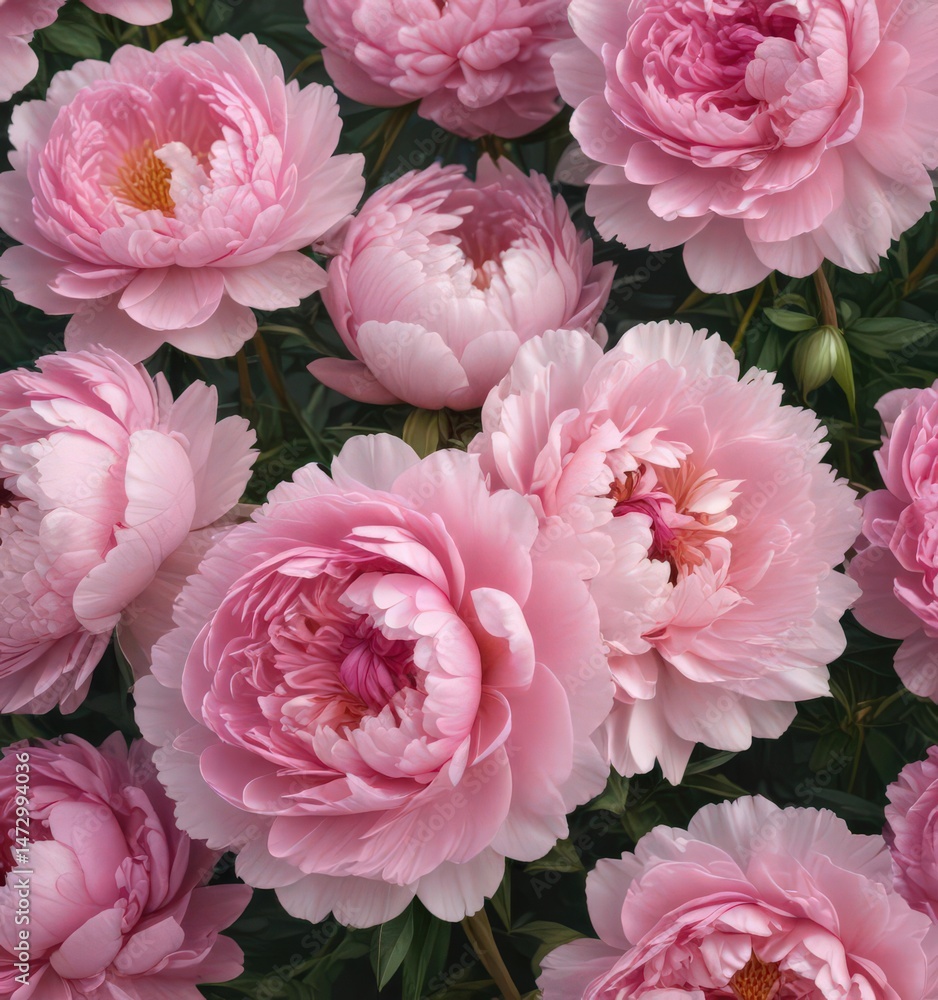 Full bloom pink peonies, gentle light, luxurious texture, blossom, wedding, feminine Full bloom pink peonies, gentle light, luxurious texture, blossom, wedding, feminine