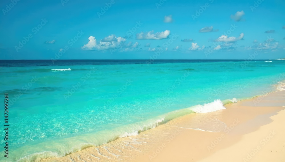 Deep blue ocean, bright yellow sand, turquoise water, blue, turquoise, paradise Deep blue ocean, bright yellow sand, turquoise water, blue, turquoise, paradise