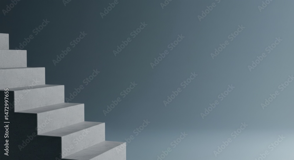 Fototapeta premium Minimalist Concrete Staircase Against a Gray Background
