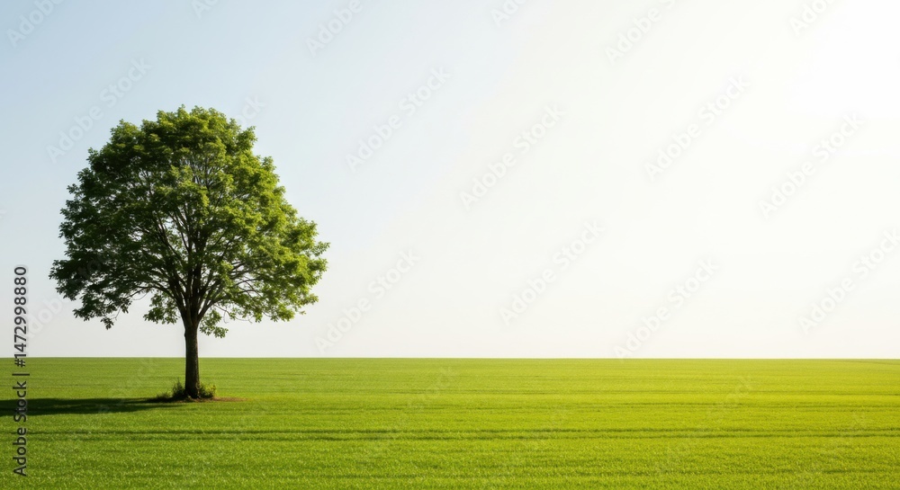 Fototapeta premium Lonely Tree in Field on a Sunny Day