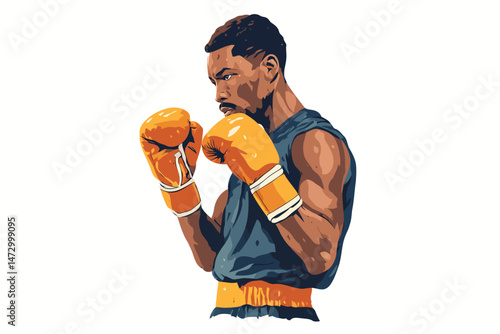 black man wearing boxing gloves sporting isolated