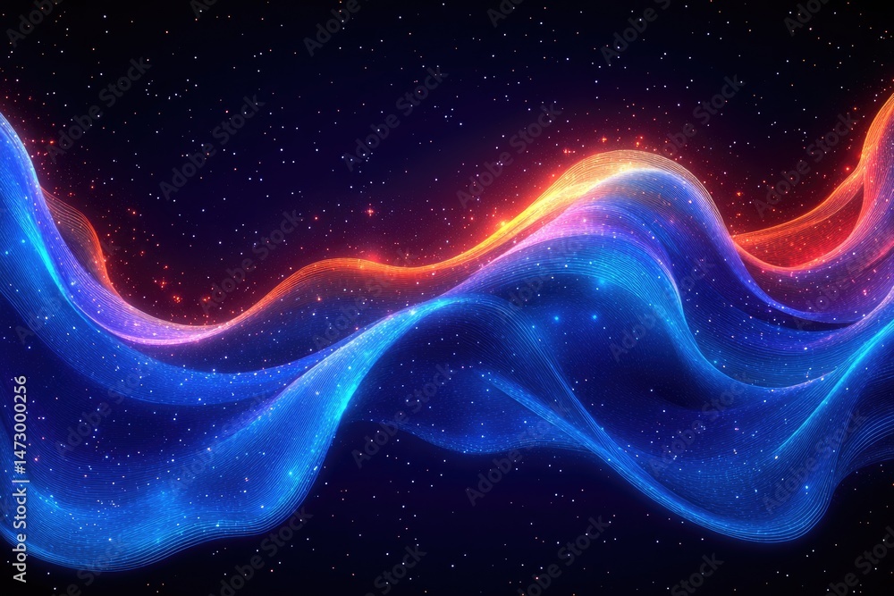 Fototapeta premium Abstract digital design with vibrant glowing waves.