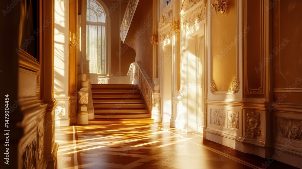 Obraz premium Sunlit interior hallway