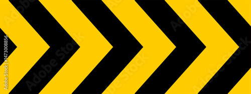Caution tape background with repeated chevron arrows. Attention, stop or safety sign. Hazard, restricted or warning banner. Road accident, work zone or crime scene print. Vector flat illustration.