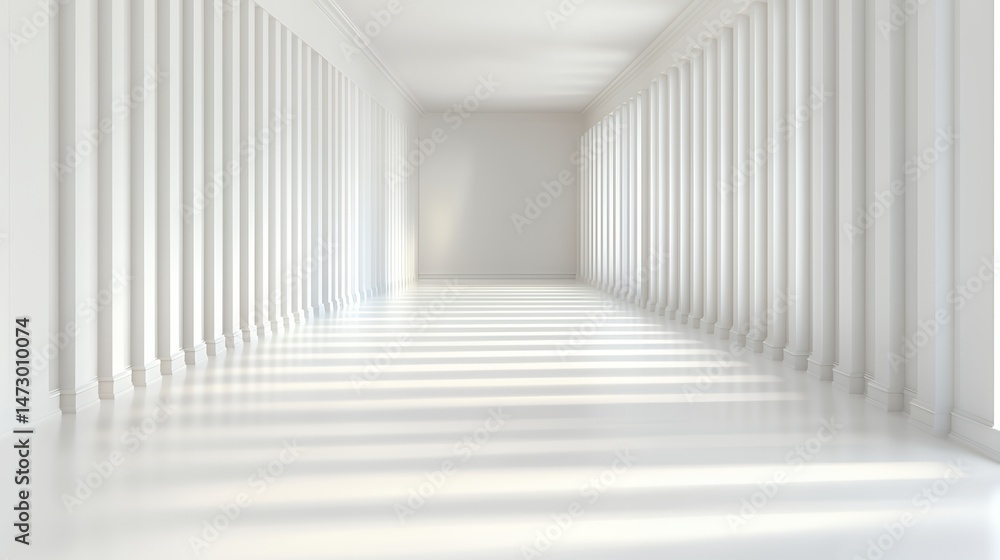 Fototapeta premium White Hallway with Columns
