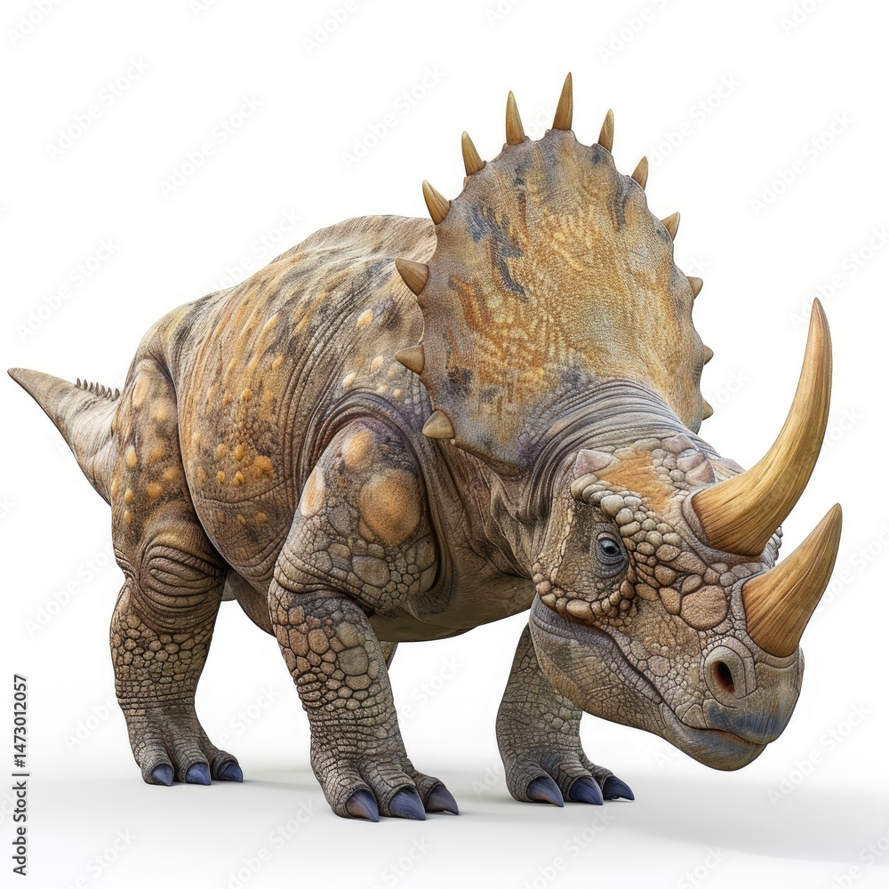 Obraz premium A magnificent depiction of a ceratopsian dinosaur.