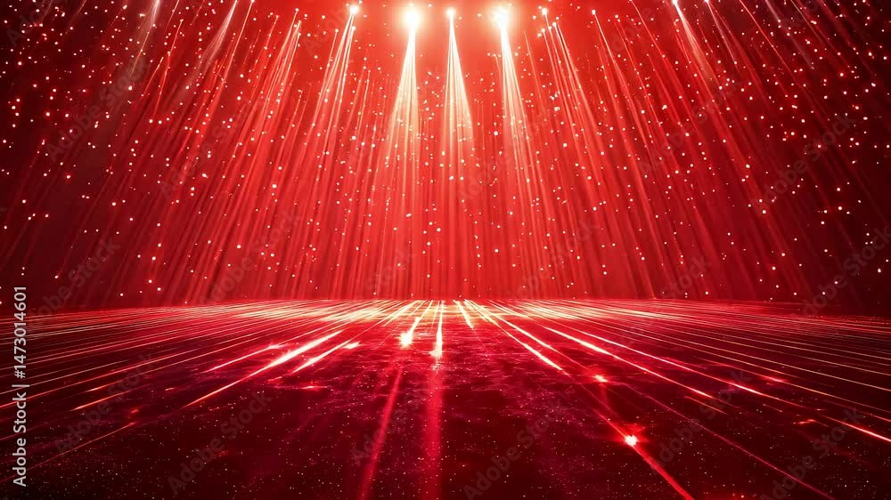 Red stage lights particle background