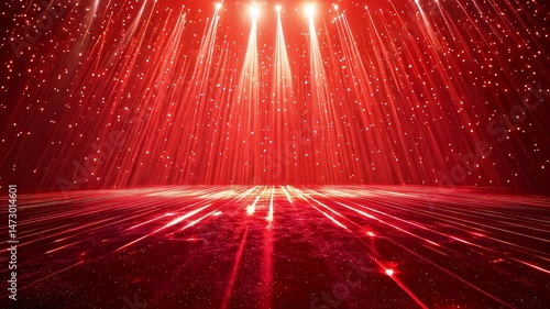 Red stage lights particle background