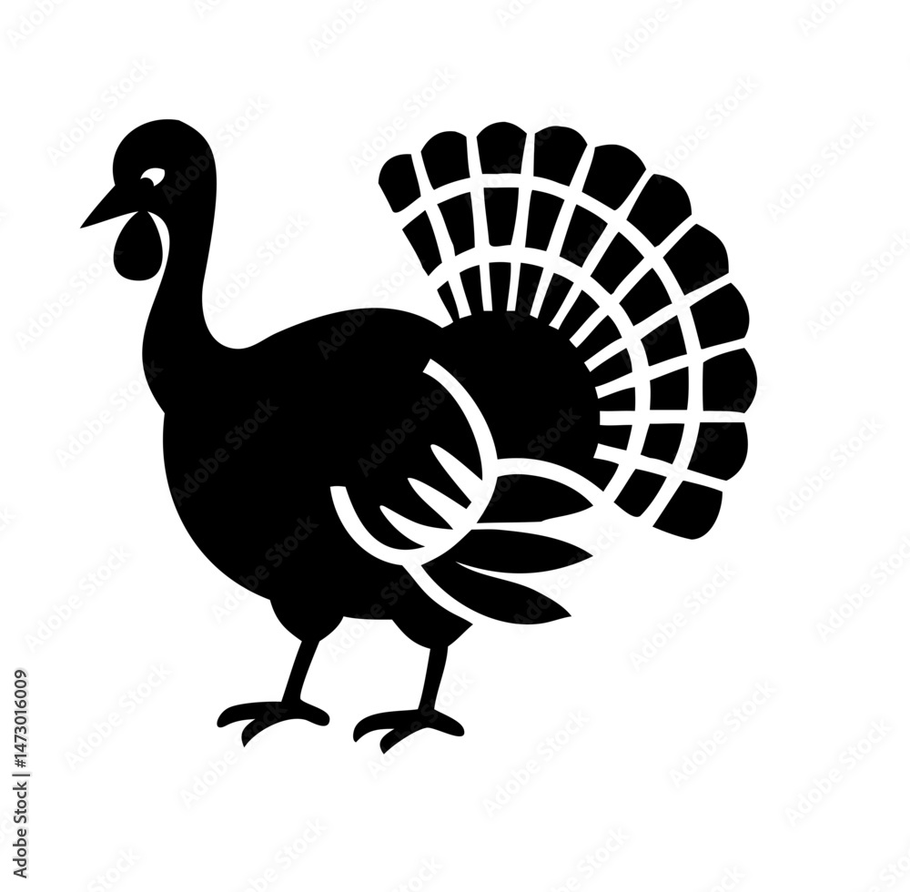 Black turkey icon standing with a cute character design Black turkey icon standing with a cute character design