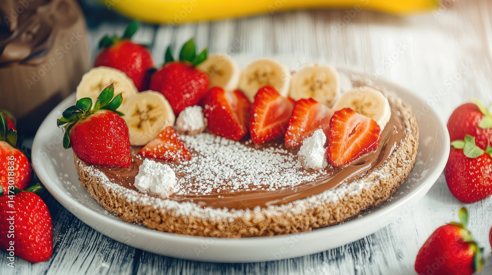 Sweet treat with strawberries and bananas Sweet treat with strawberries and bananas