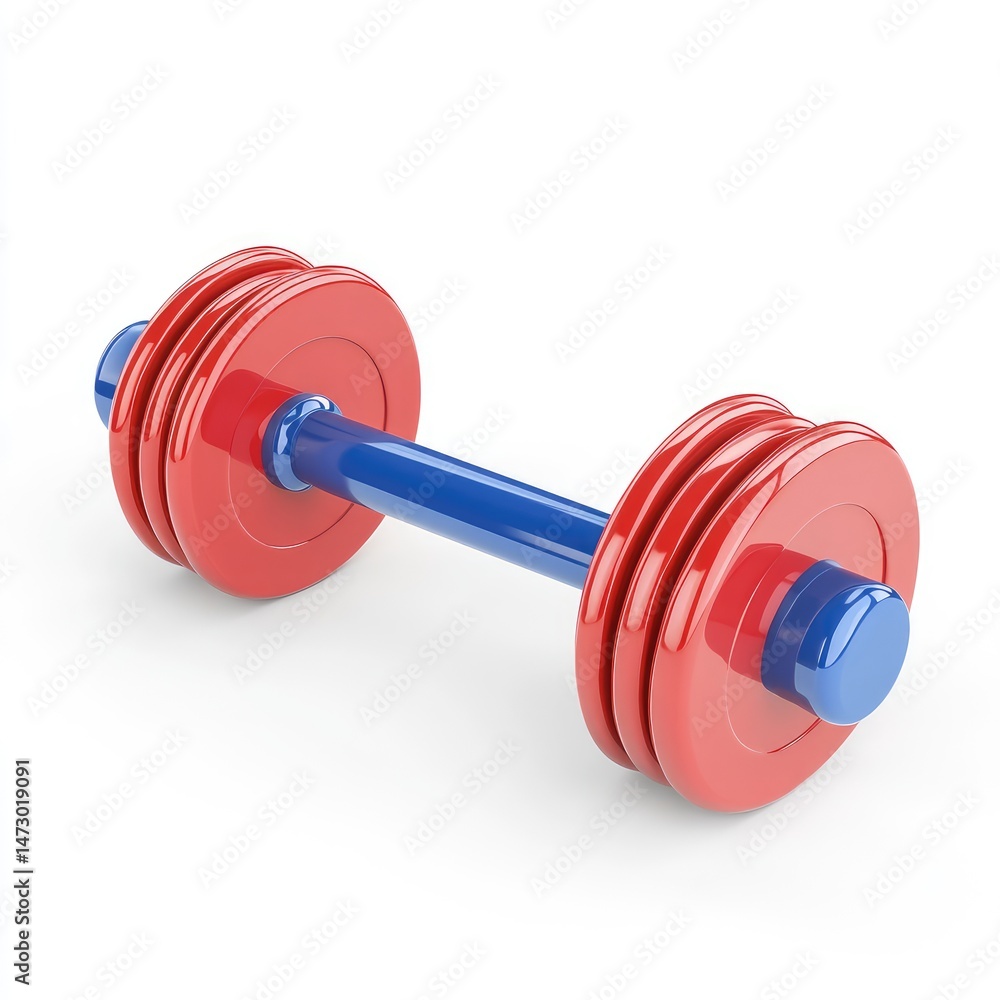 Pair of red and blue dumbbells, isolated on white. Pair of red and blue dumbbells, isolated on white.