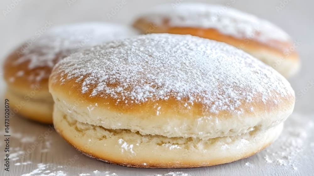 Delicious Powdered Sugar Doughnuts Sweet Bakery Treats Delicious Powdered Sugar Doughnuts Sweet Bakery Treats